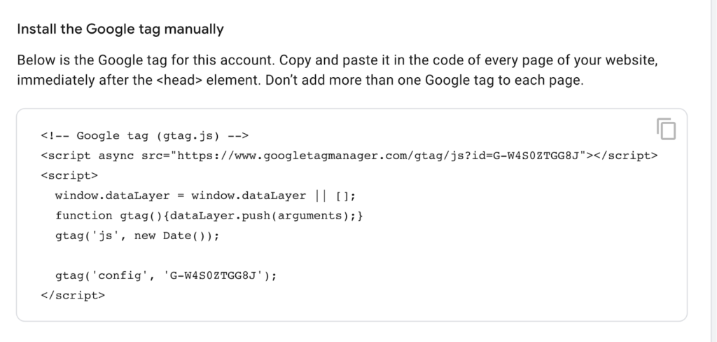 Google tag manager sample code
